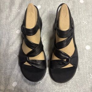 Clarks Adjustable Black Leather Sandals